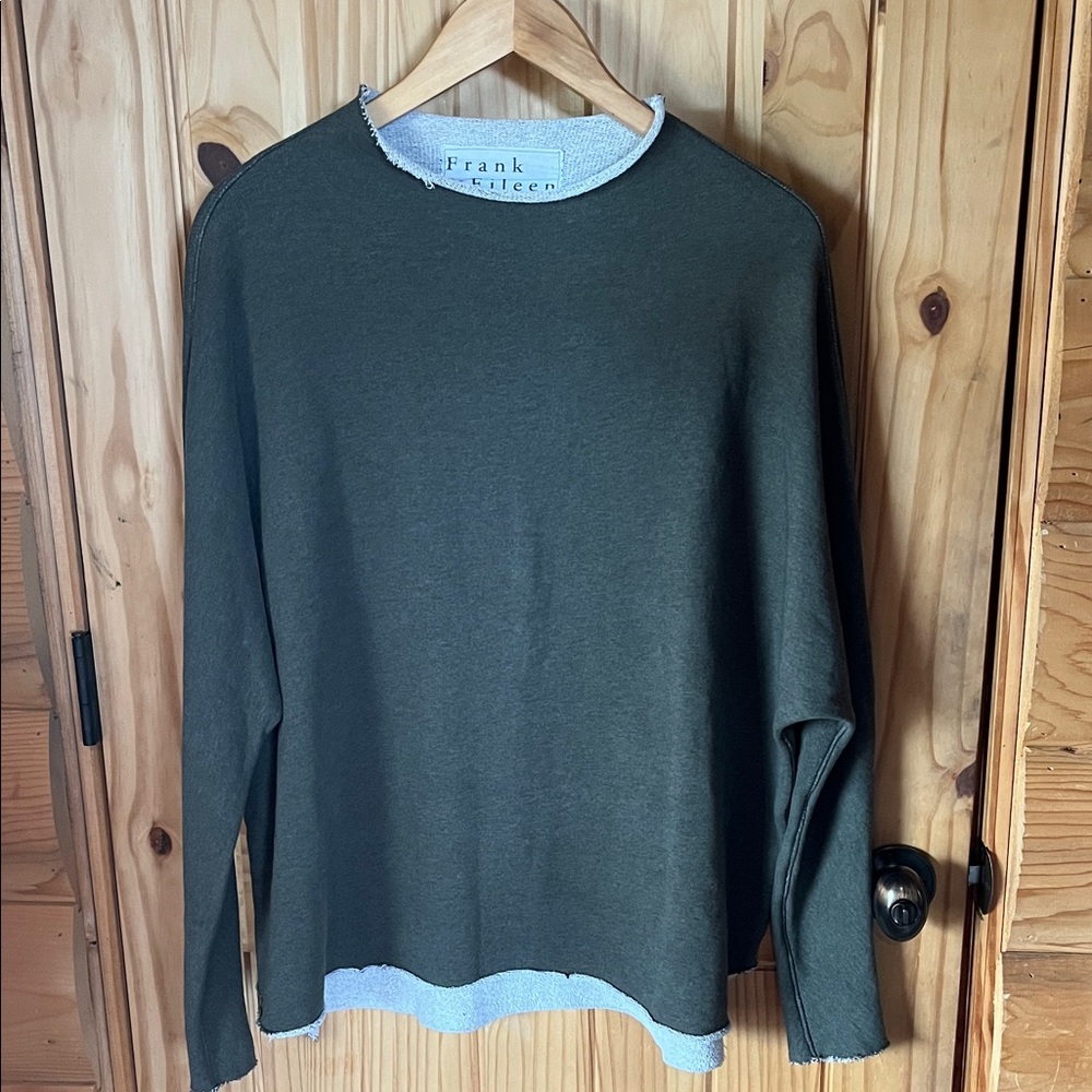 Frank & Eileen Olive Green Funnel Neck Long Sleeve Sweatshirt Top